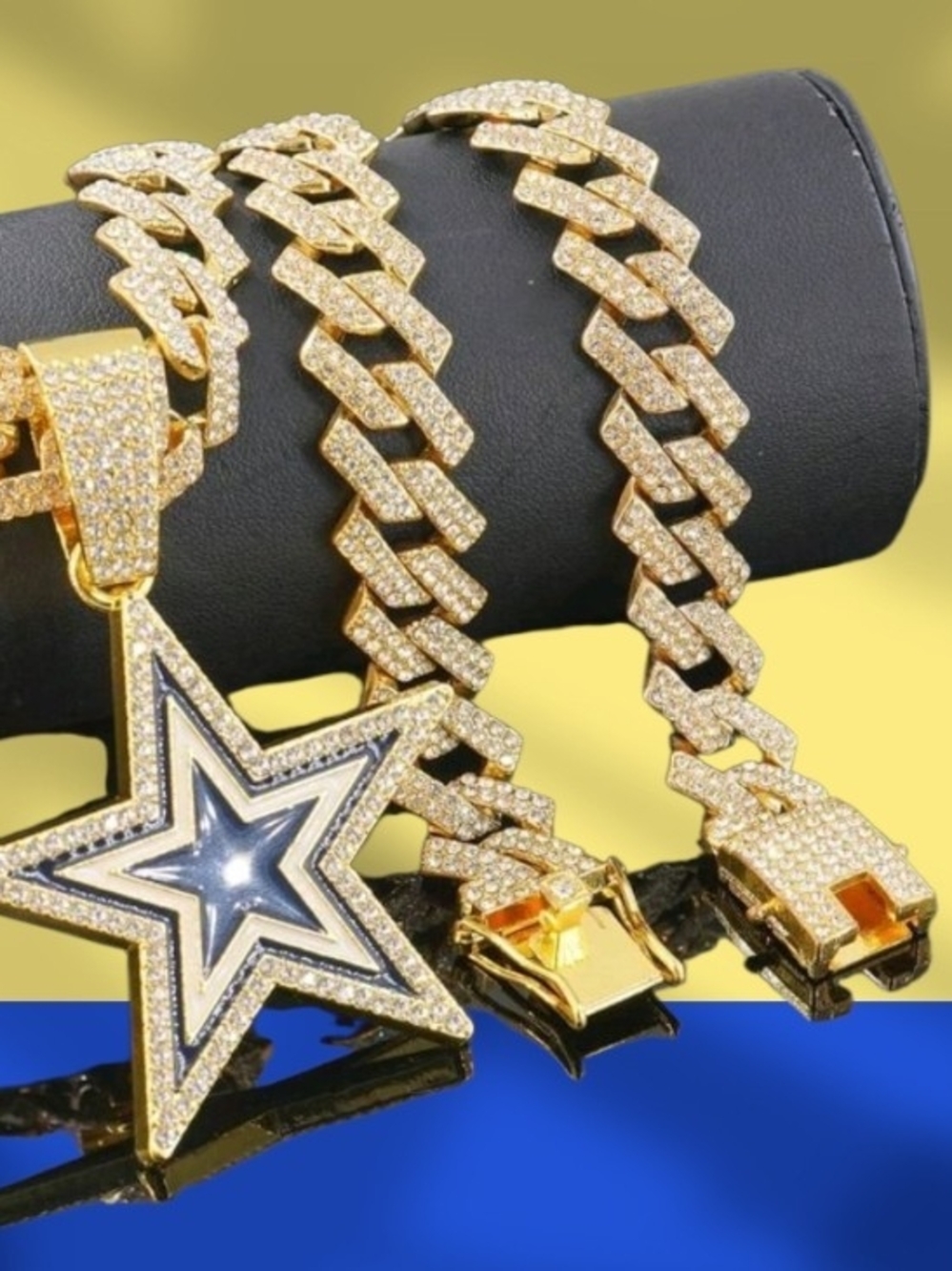 Dallas Cowboys Gold-Plated Star Pendant Chain Necklace Iced Out Hip Hop Jewelry